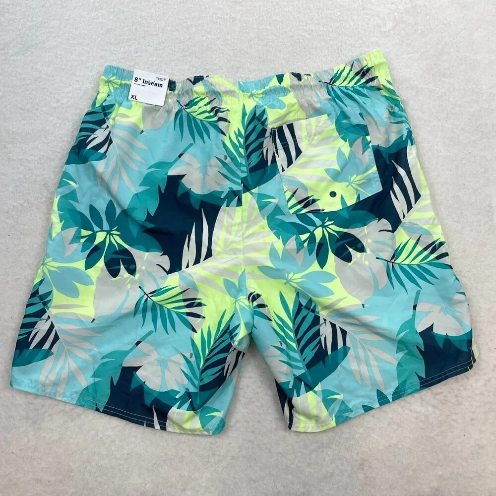 NWT Old Navy Blue Green Leaf Print 8